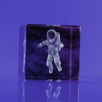 CRYSTAL GLASS SPACE PAPERWEIGHT OR AWARD