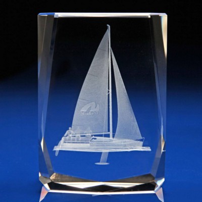 CRYSTAL SAILING AWARD & PAPERWEIGHT GIFT IDEA