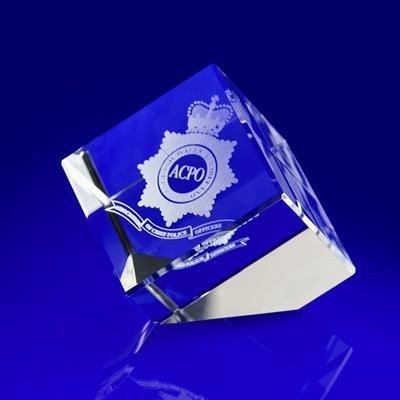 CUT CORNER CUBE SLANT IN CRYSTAL GLASS