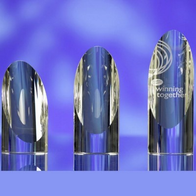 CUT CYLINDER GLASS AWARD TROPHY
