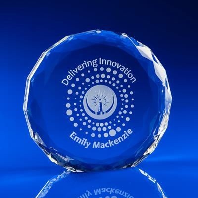 FACET ROUND DISC CRYSTAL GLASS AWARD
