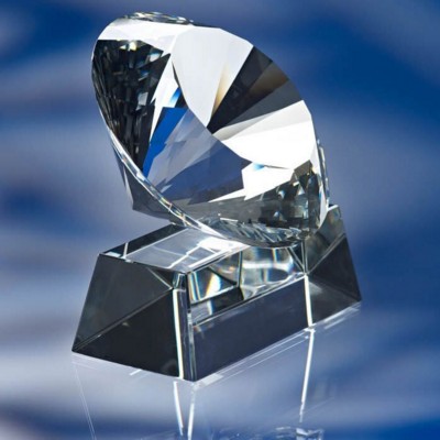 GLASS DIAMOND AWARD TROPHY with Base