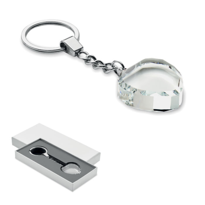 GLASS HEART AWARD KEYRING in White