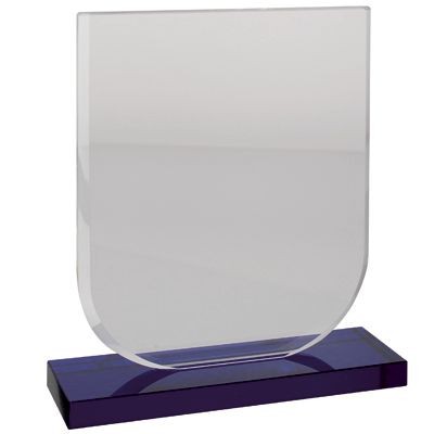 GLASS TROPHY AWARD with Blue Base