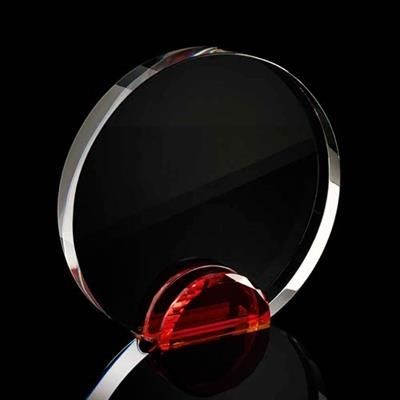 LARGE ROUND CRYSTAL FRAME with Red Crystal Facet Stand