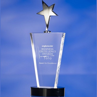 METAL STAR GLASS AWARD TROPHY