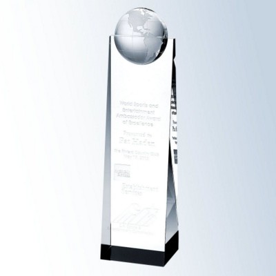 OPTICAL CRYSTAL GLASS GLOBE TOWER AWARD