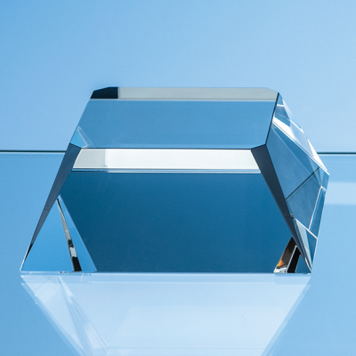 OPTICAL CRYSTAL SQUARE BASE with Tapered Sides & Facet Corners