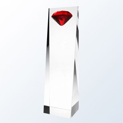 RED DIAMOND TOWER OPTICAL CRYSTAL AWARD