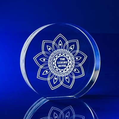 ROUND DISC CIRCLE AWARD IN CRYSTAL GLASS