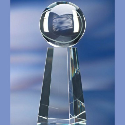 SPHERE ON TALL BASE GLASS AWARD TROPHY