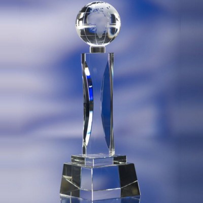 SPINNING GLOBE GLASS AWARD TROPHY