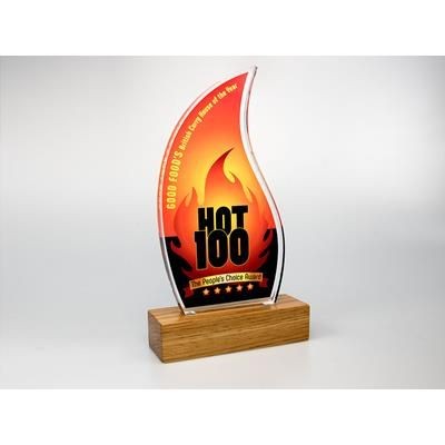 STANDARD SHAPE ACRYLIC AWARD with Engraved Wood Base