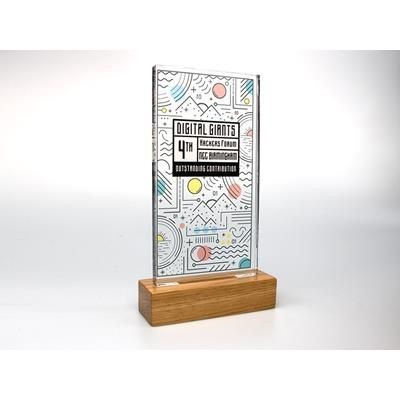 STANDARD SHAPE ACRYLIC AWARD with Plain Wood Base - PROMOTIONAL CORPORATE GIFT