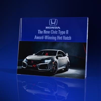 TAPERED PLAQUE CRYSTAL GLASS TROPHY MODERN STYLE AWARD with Bevelled Edges