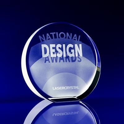 TAPERED ROUND DISC CRYSTAL GLASS AWARD