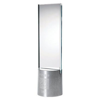 VISION GLASS AWARD with Aluminium Metal Base - PROMOTIONAL CORPORATE GIFT