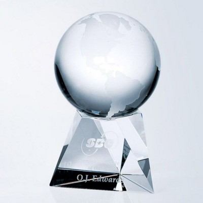 WORLD GLOBE GLASS AWARD WITH TAPERED COLUMN BASE