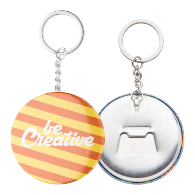 PIN BUTTON KEYRING in Silver