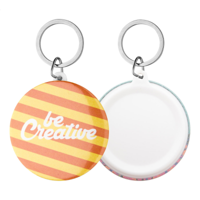 PIN BUTTON KEYRING in White