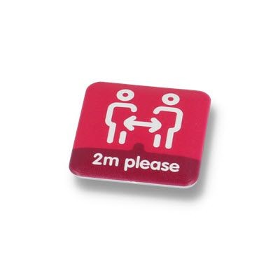 SOCIAL DISTANCING BUTTON BADGE – 37MM SQUARE