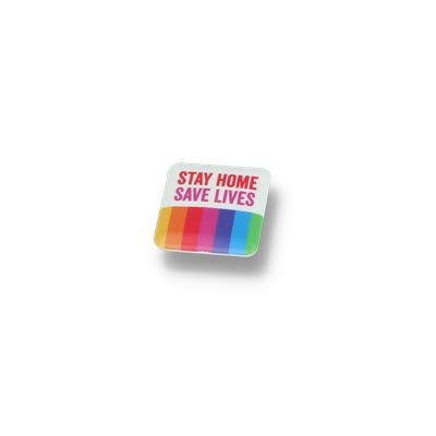 STAY HOME BUTTON BADGE – 25MM SQUARE