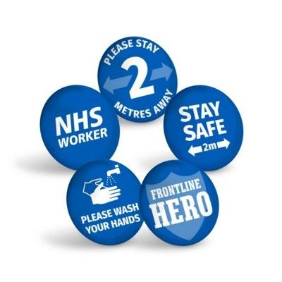 STAY SAFE BLUE BUTTON BADGE