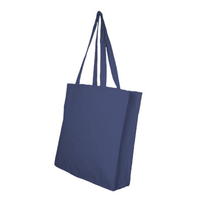 10OZ NAVY COTTON SHOPPER TOTE BAG with Gusset