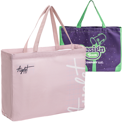 12 OZ SUBLIMATED POLY CANVAS SHOPPER TOTE BAG with Gusset