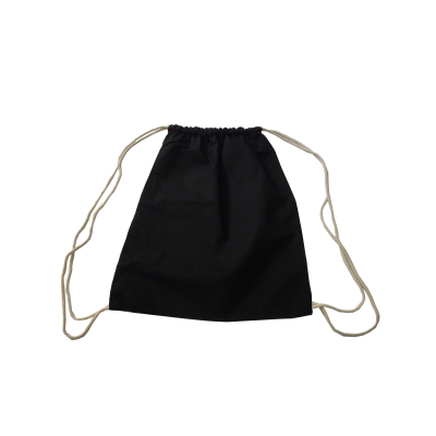 5OZ BLACK COTTON DOUBLE DRAWSTRING BAG