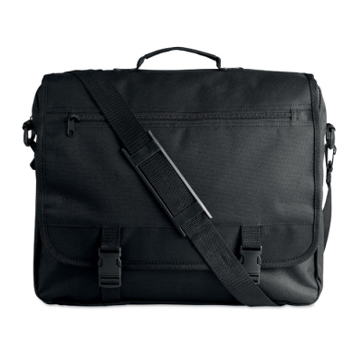 600D POLYESTER DOCUMENT BAG in Black