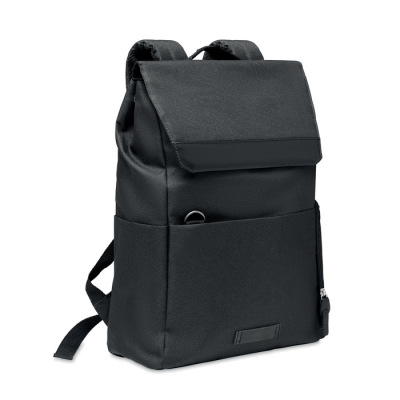 600D RPET LAPTOP BACKPACK RUCKSACK in Black