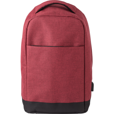 ANTI-THEFT BACKPACK RUCKSACK with USB Port in Burgundy