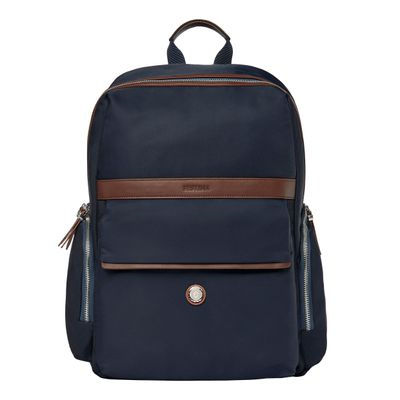 BACKPACK RUCKSACK BUTTON NAVY & BROWN