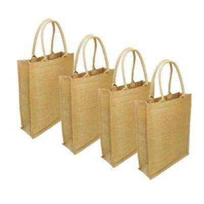 BURLAP & JUTE TOTE BAG with Cotton Webbed Handles