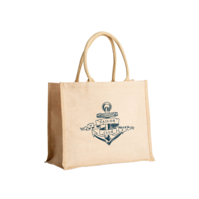CANBERRA JUTE & JUCO REUSABLE SHOPPER TOTE BAG with Short Handles & Gusset