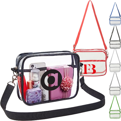 CLEAR TRANSPARENT BAG - TRANSPARENT PVC CROSSBODY SHOULDER BAG