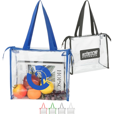 CLEAR TRANSPARENT BAG - WATERPROOF TRANSPARENT PVC ZIPPER TOTE BAG
