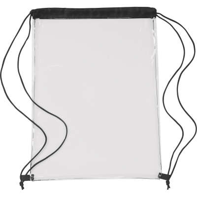 CLEAR TRANSPARENT DRAWSTRING BAG in Black