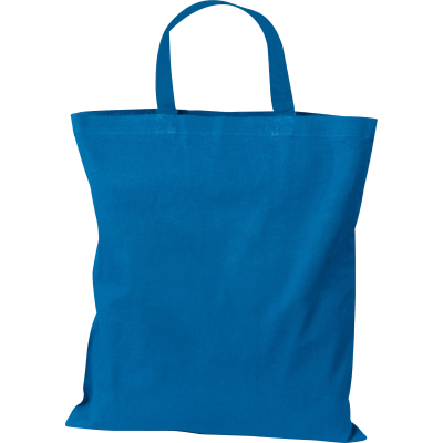 COTTON BAG with Short Handles in Light Blue