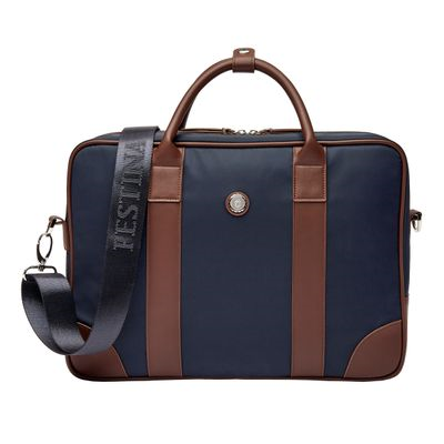DOCUMENT BAG BUTTON NAVY & BROWN