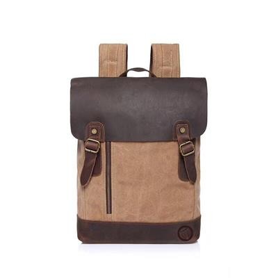 ECO RECYCLED CANVAS AND LEATHER LAPTOP BACKPACK RUCKSACK - PROMOTIONAL CORPORATE GIFT