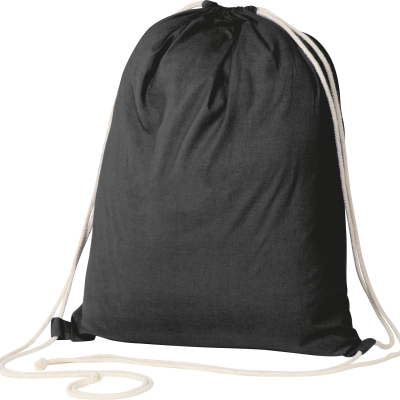 ECO TEX STANDARD 100 CERTIFIED GYMBAG FROM COTTON (140G & M) in Black 
