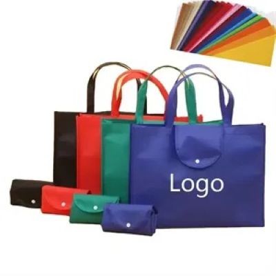 FOLDING NON-WOVEN BAG with Snap Button Closure