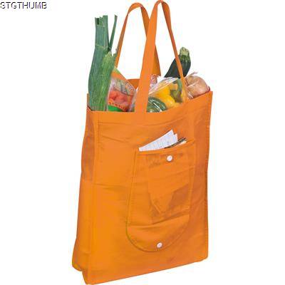 FOLDING NON-WOVEN SHOPPER TOTE BAG in Orange 