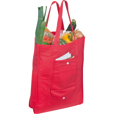 FOLDING NON-WOVEN SHOPPER TOTE BAG in Red 