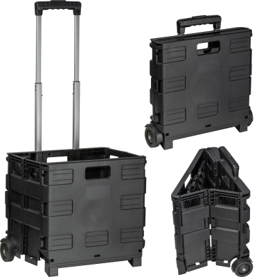 FOLDING SHOPPING TROLLEY in Black