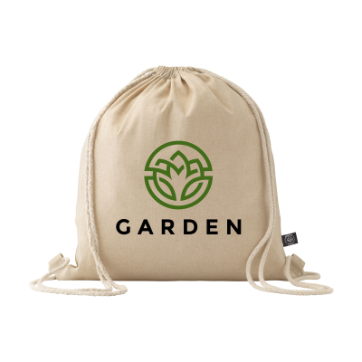 GRS RECYCLED COTTON PROMOBAG (180 G & M²) BACKPACK RUCKSACK in Beige