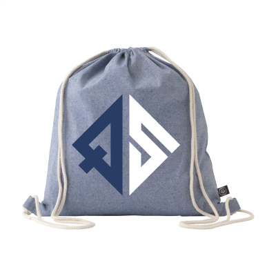 GRS RECYCLED COTTON PROMOBAG (180 G & M²) BACKPACK RUCKSACK in Blue