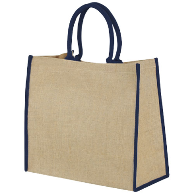 HARRY COLOUR EDGE JUTE TOTE BAG 25L in Natural & Navy